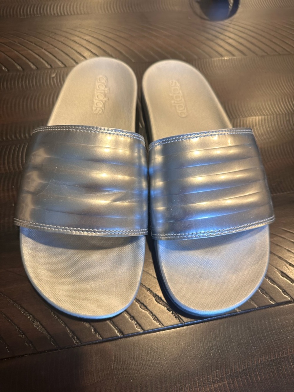 Womens size 9 adidas Metallic Silver Slide Sandals